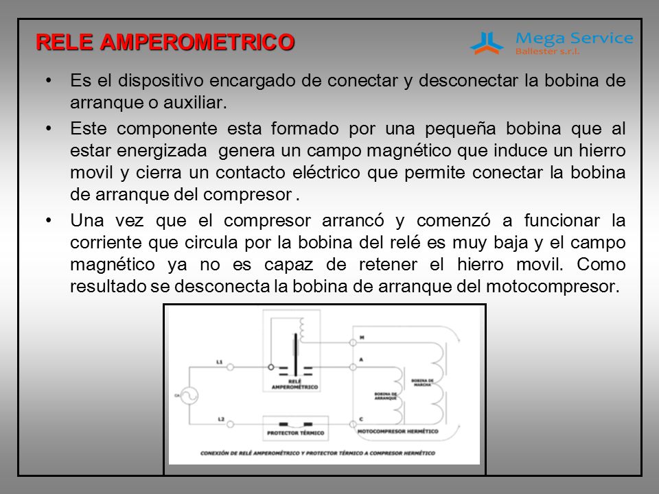 RELE AMPEROMETRICO Es el dispositivo encargado de conectar y desconectar la bobina de arranque o auxiliar.