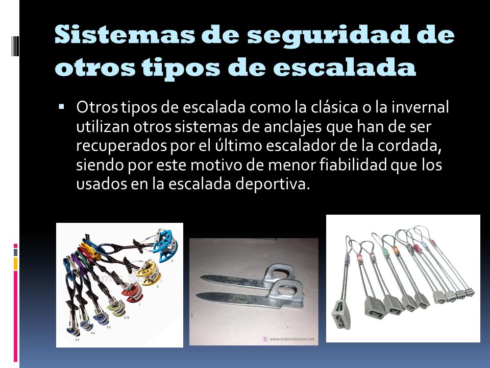 Sistemas de seguridad de otros tipos de escalada