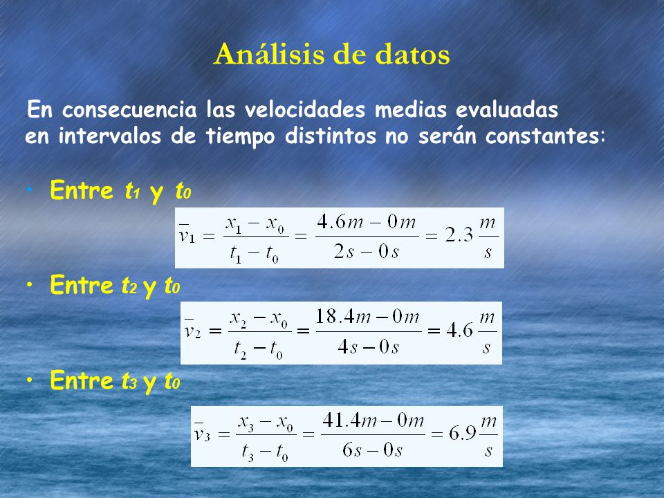 Análisis de datos Entre t1 y t0 Entre t2 y t0 Entre t3 y t0