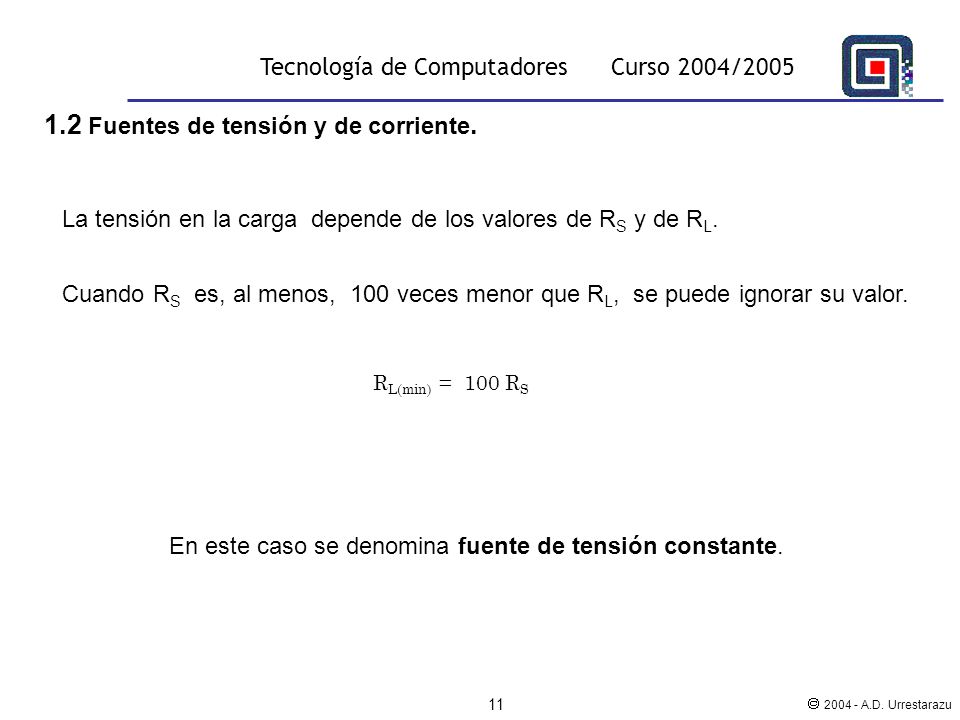 1.2 Fuentes de tensión y de corriente.