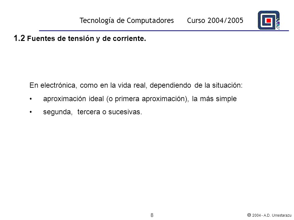 1.2 Fuentes de tensión y de corriente.