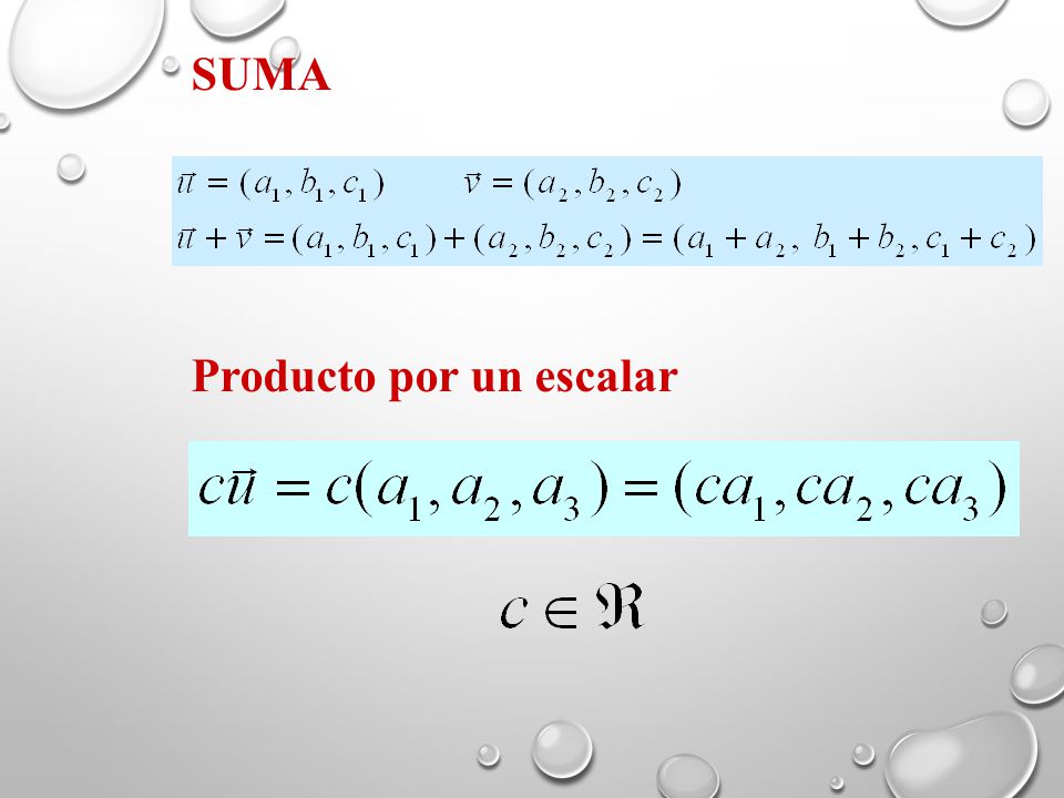 SUMA Producto por un escalar