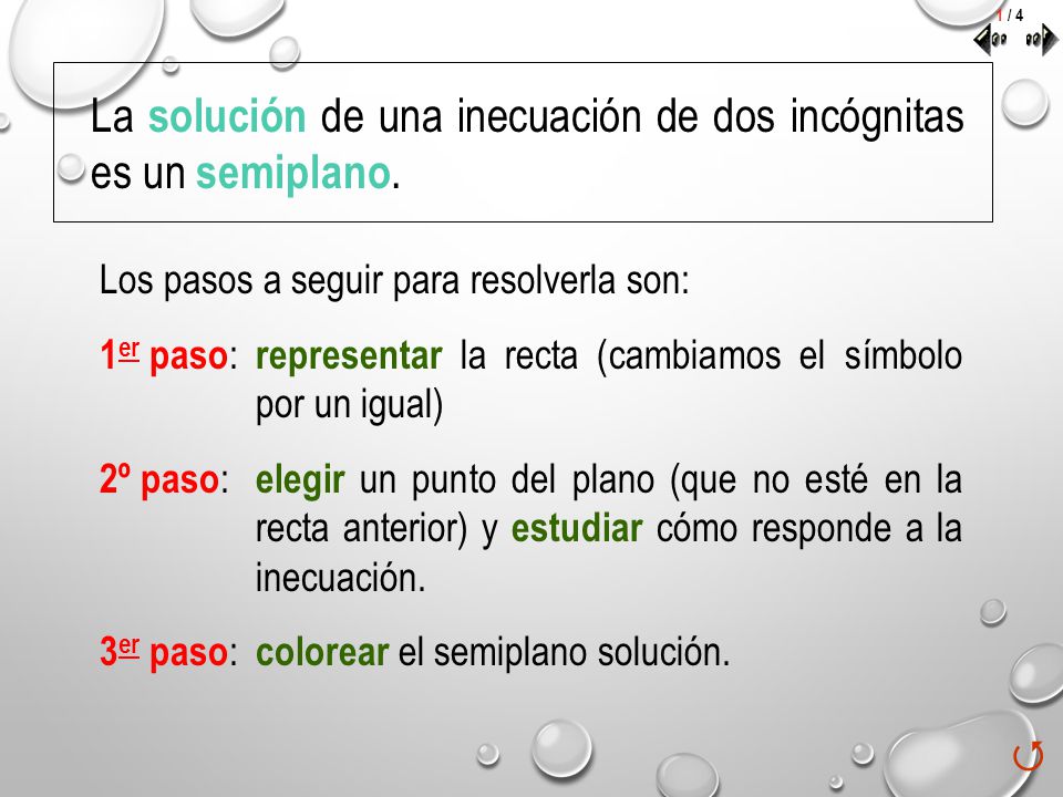 La solución de una inecuación de dos incógnitas es un semiplano.