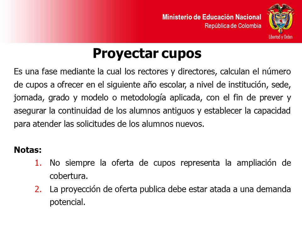 Proyectar cupos
