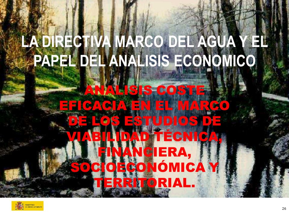 LA DIRECTIVA MARCO DEL AGUA Y EL PAPEL DEL ANALISIS ECONOMICO