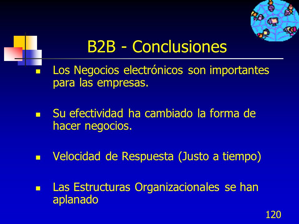 B2B - Conclusiones Los Negocios electrónicos son importantes para las empresas. Su efectividad ha cambiado la forma de hacer negocios.