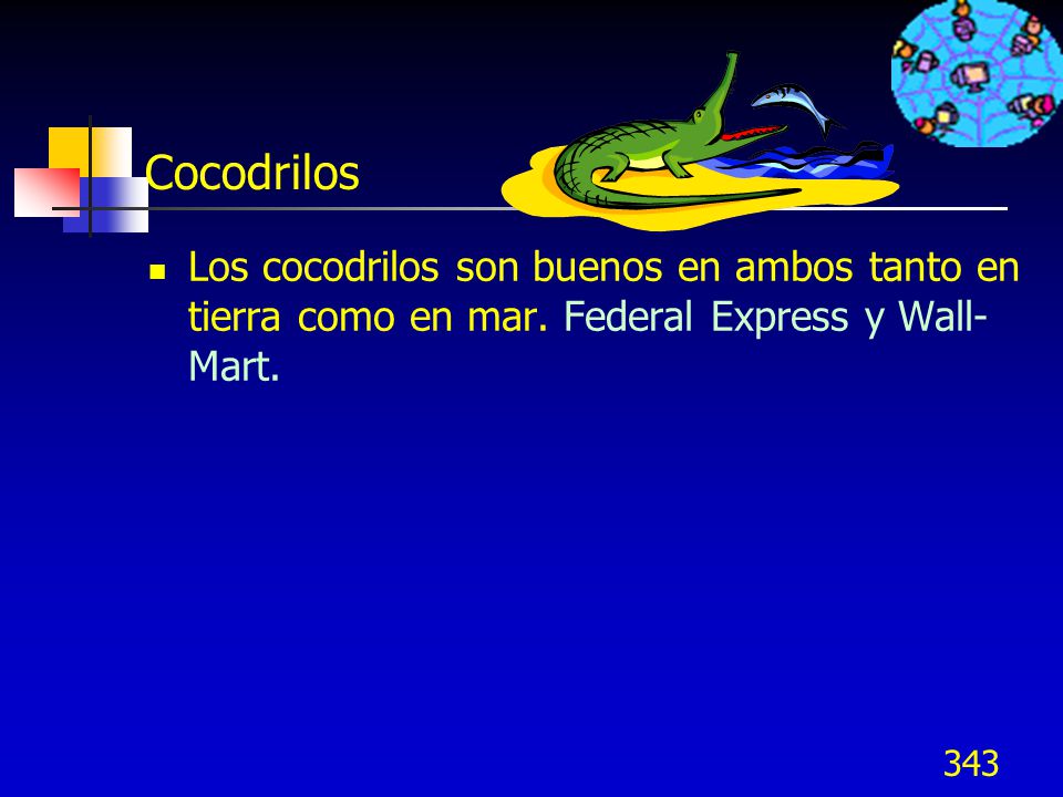 Cocodrilos Los cocodrilos son buenos en ambos tanto en tierra como en mar.