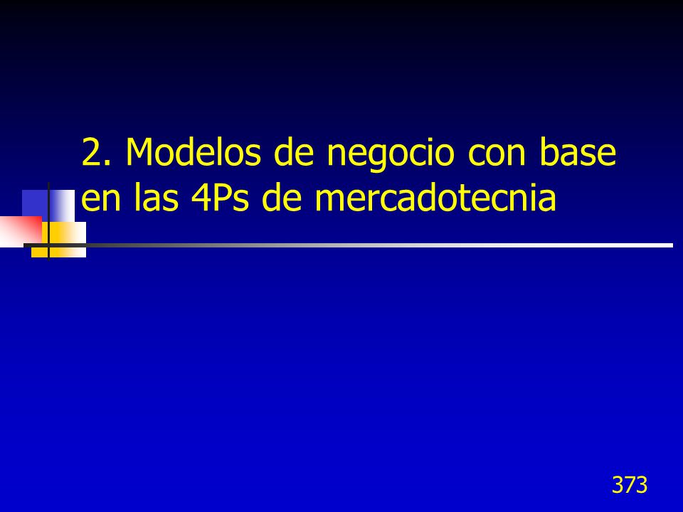 2. Modelos de negocio con base en las 4Ps de mercadotecnia