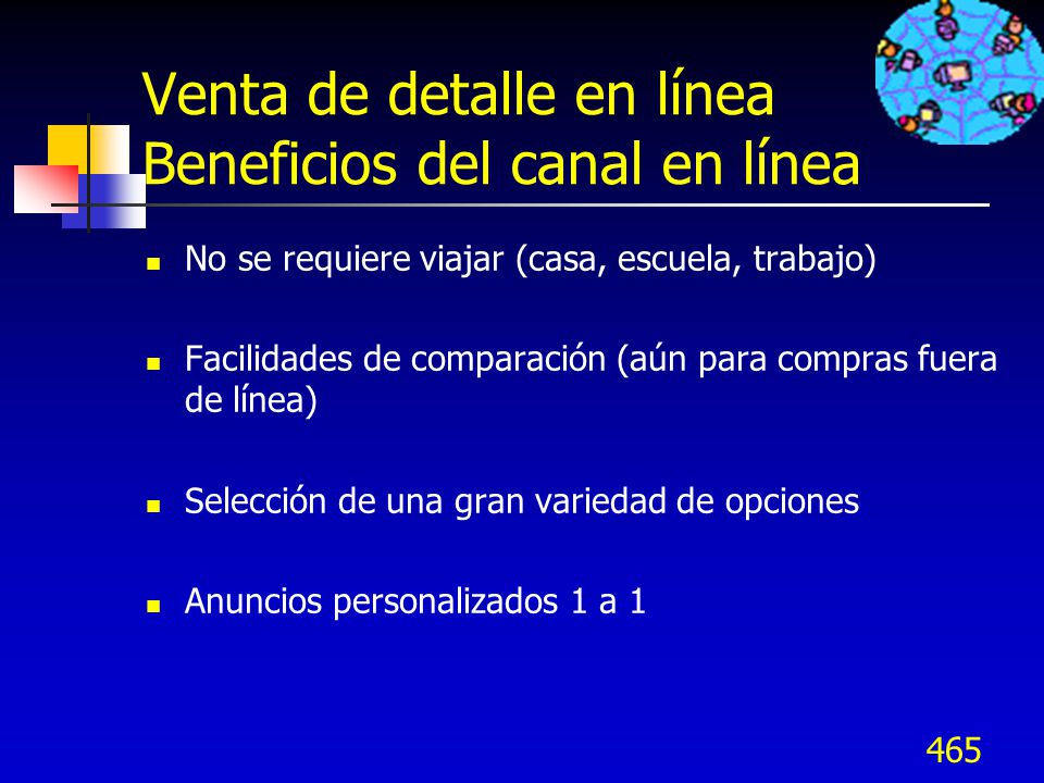 Venta de detalle en línea Beneficios del canal en línea