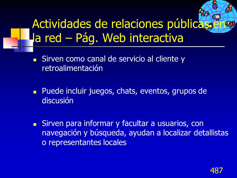 Actividades de relaciones públicas en la red – Pág. Web interactiva