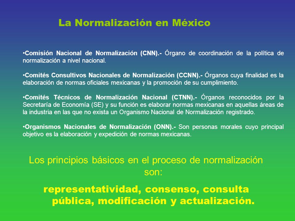 Los principios básicos en el proceso de normalización son: