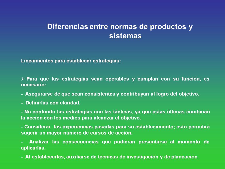 Diferencias entre normas de productos y sistemas