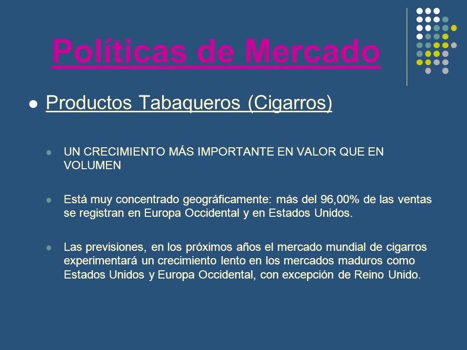 Políticas de Mercado Productos Tabaqueros (Cigarros)