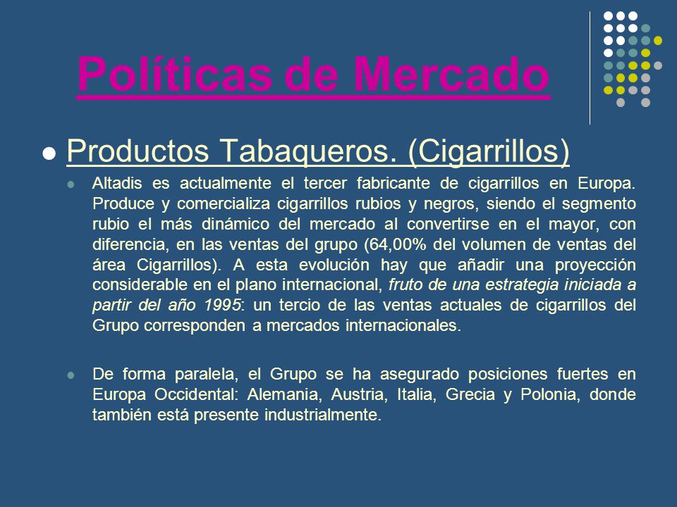 Políticas de Mercado Productos Tabaqueros. (Cigarrillos)