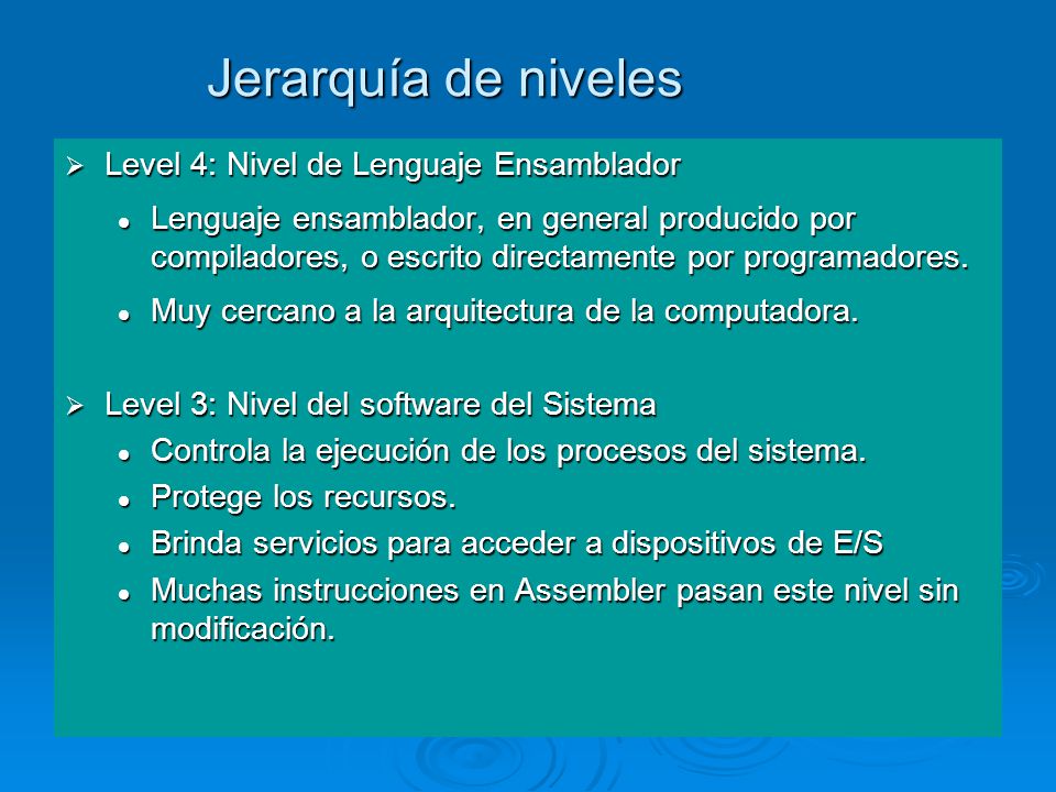 Jerarquía de niveles Level 4: Nivel de Lenguaje Ensamblador