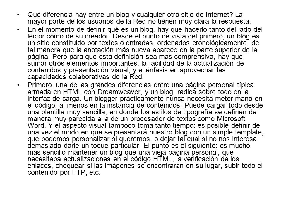 Qué diferencia hay entre un blog y cualquier otro sitio de Internet