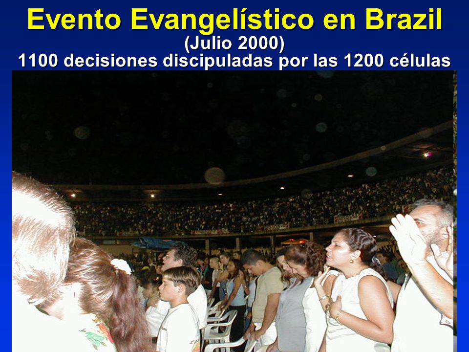 Evento Evangelístico en Brazil (Julio 2000) 1100 decisiones discipuladas por las 1200 células