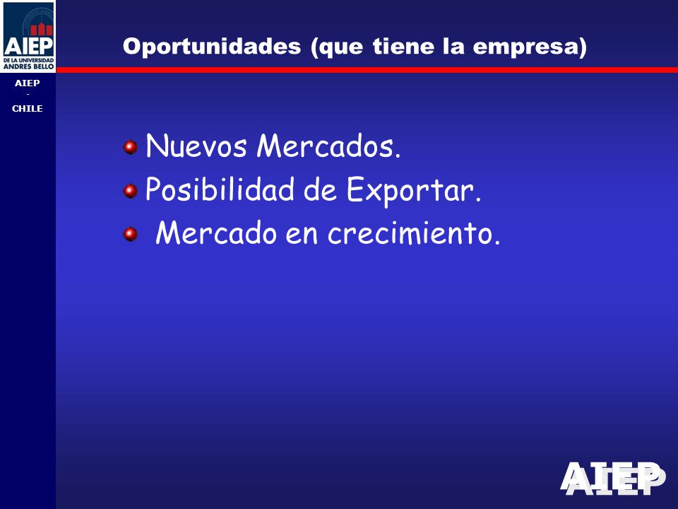 Oportunidades (que tiene la empresa)