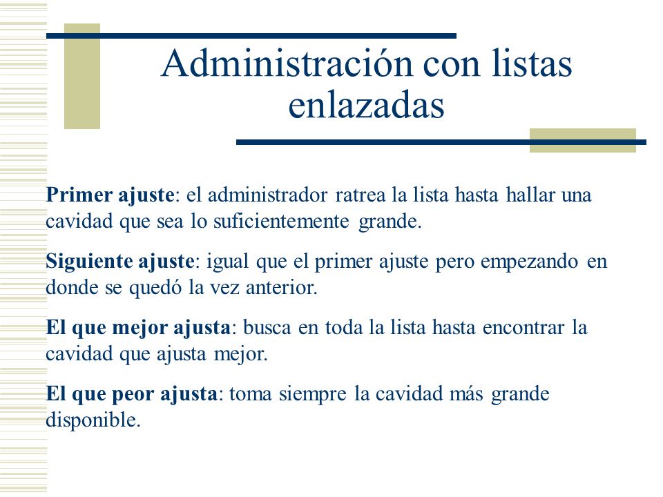 Administración con listas enlazadas