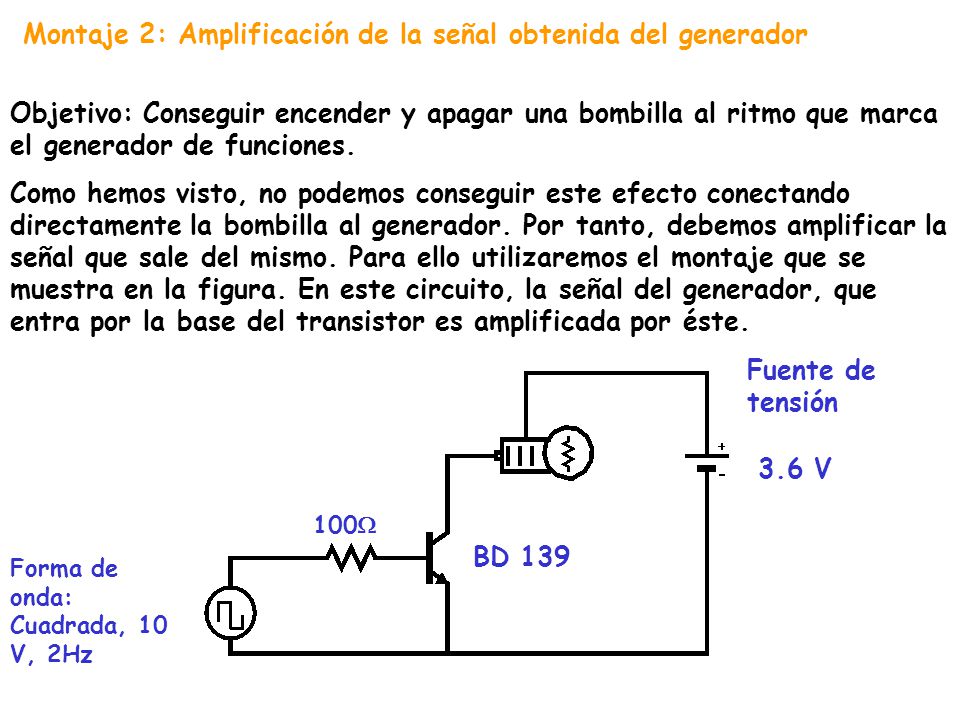 Montaje 2: Amplificación de la señal obtenida del generador