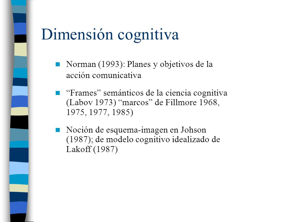 Dimensión cognitiva Norman (1993): Planes y objetivos de la acción comunicativa.