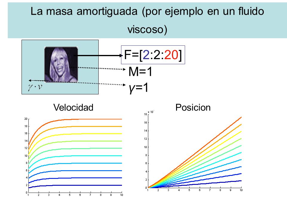 La masa amortiguada (por ejemplo en un fluido viscoso)