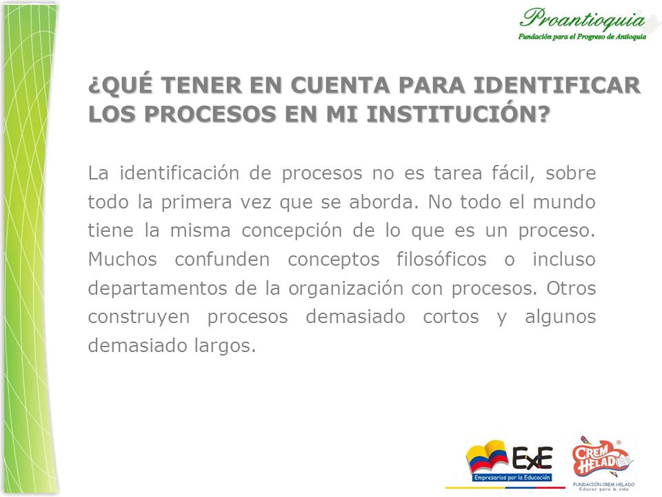 ¿QUÉ TENER EN CUENTA PARA IDENTIFICAR LOS PROCESOS EN MI INSTITUCIÓN