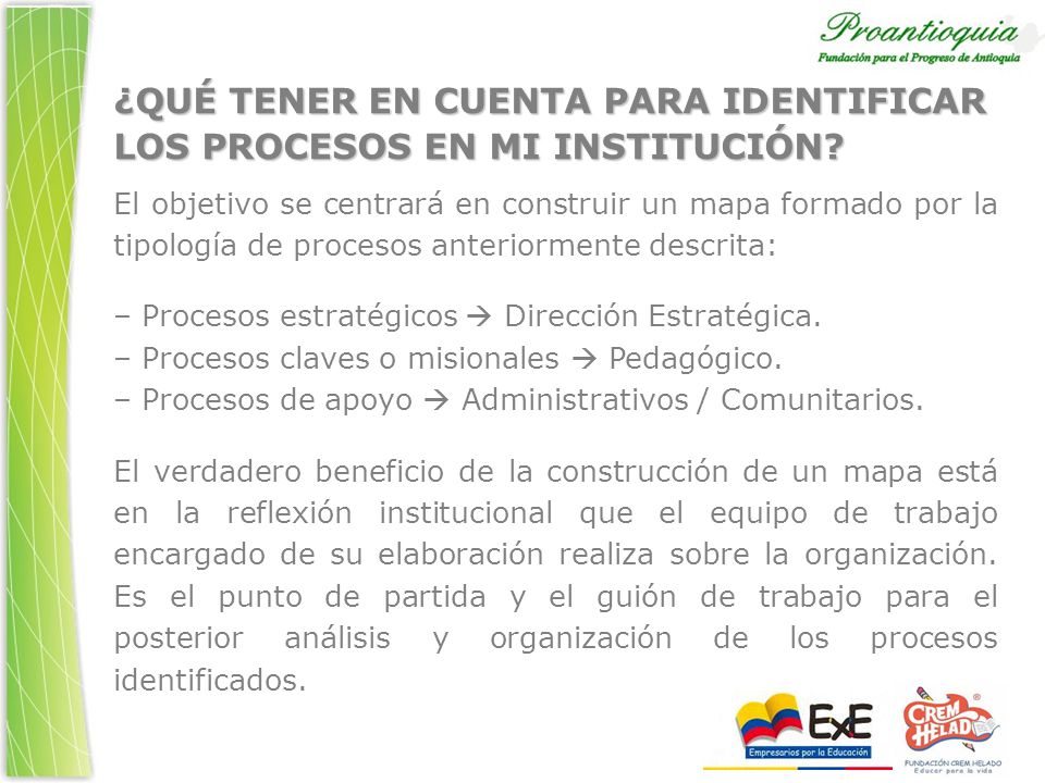 ¿QUÉ TENER EN CUENTA PARA IDENTIFICAR LOS PROCESOS EN MI INSTITUCIÓN