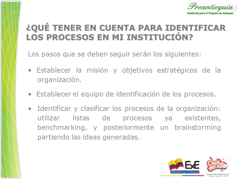 ¿QUÉ TENER EN CUENTA PARA IDENTIFICAR LOS PROCESOS EN MI INSTITUCIÓN