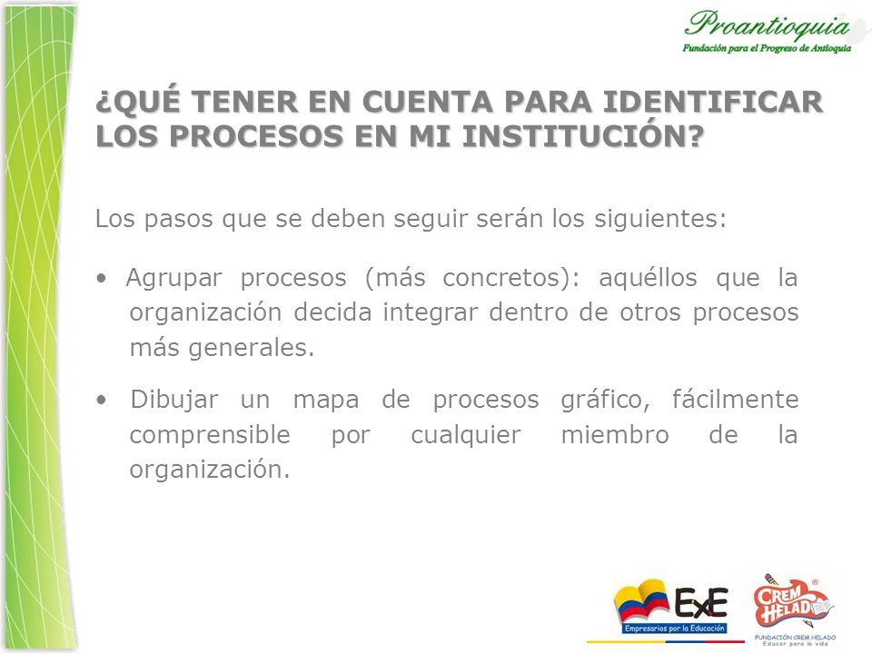 ¿QUÉ TENER EN CUENTA PARA IDENTIFICAR LOS PROCESOS EN MI INSTITUCIÓN