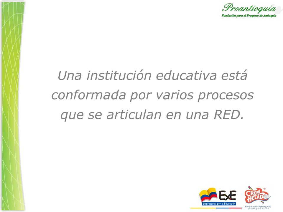 Una institución educativa está conformada por varios procesos que se articulan en una RED.
