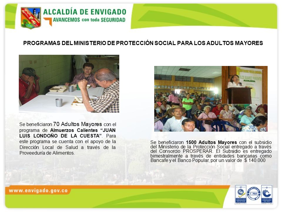 PROGRAMAS DEL MINISTERIO DE PROTECCIÓN SOCIAL PARA LOS ADULTOS MAYORES