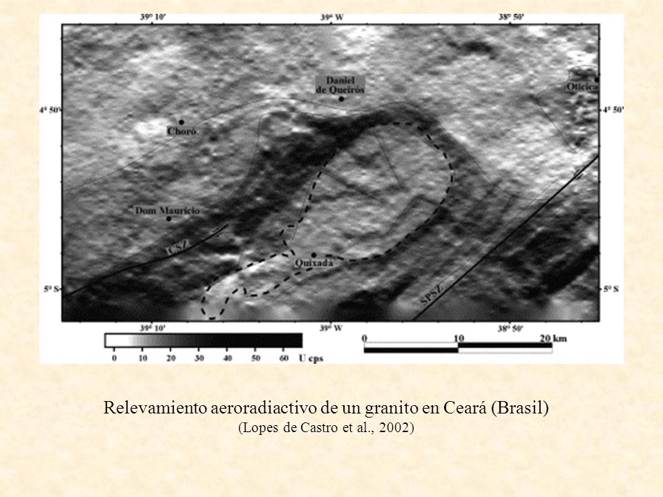 Relevamiento aeroradiactivo de un granito en Ceará (Brasil) (Lopes de Castro et al., 2002)