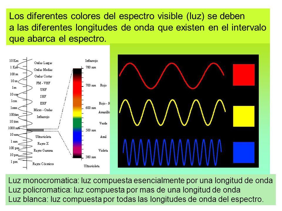 Los diferentes colores del espectro visible (luz) se deben