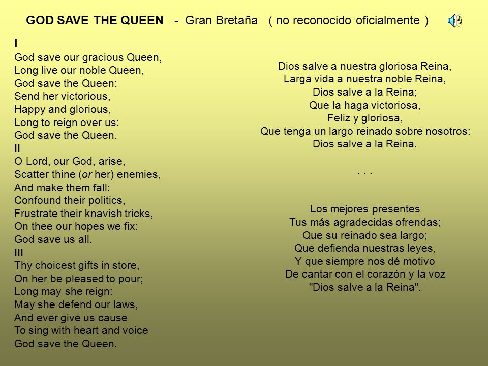 GOD SAVE THE QUEEN - Gran Bretaña ( no reconocido oficialmente )