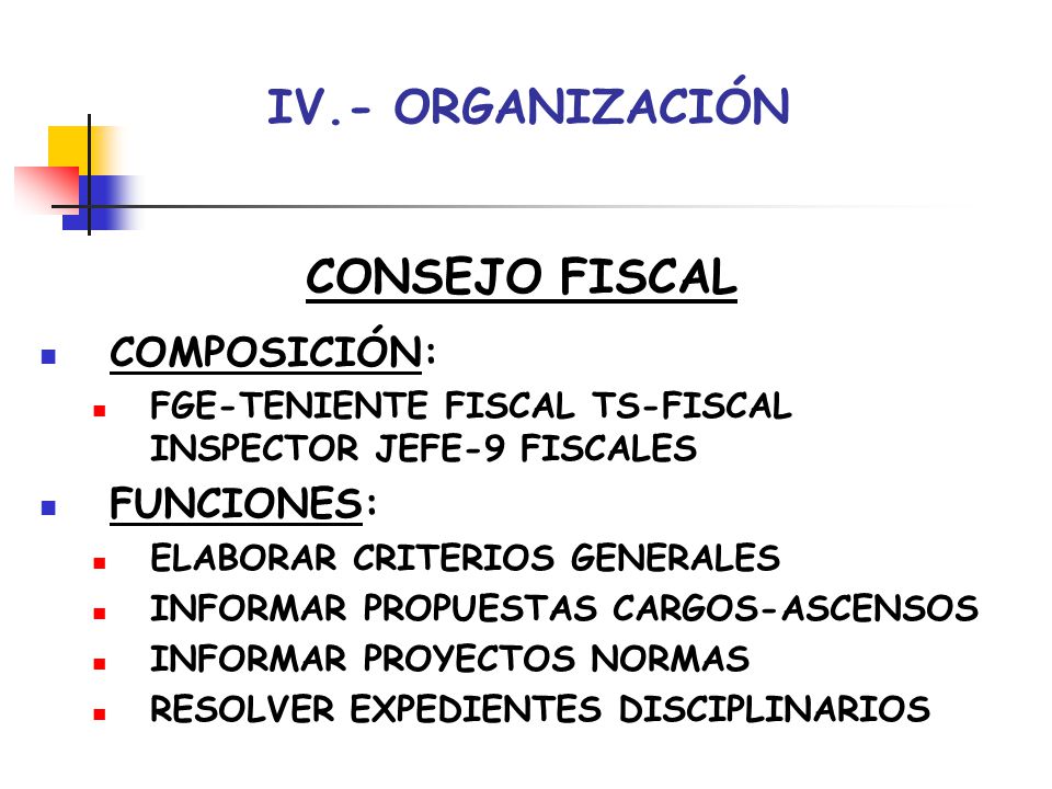 IV.- ORGANIZACIÓN CONSEJO FISCAL