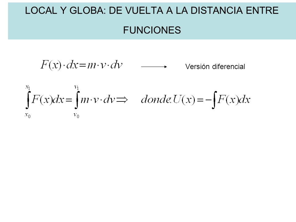 LOCAL Y GLOBA: DE VUELTA A LA DISTANCIA ENTRE FUNCIONES