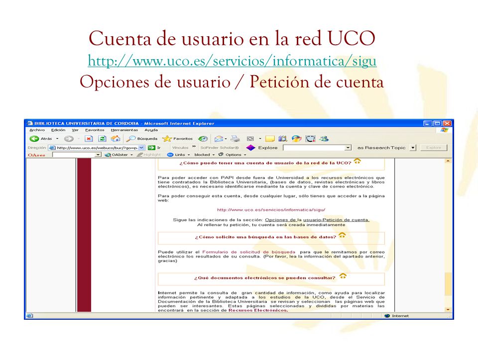 Cuenta de usuario en la red UCO   uco