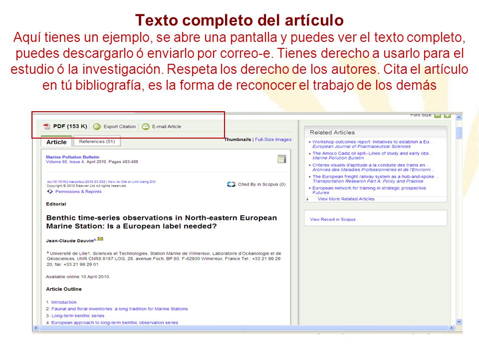 Texto completo del artículo Aquí tienes un ejemplo, se abre una pantalla y puedes ver el texto completo, puedes descargarlo ó enviarlo por correo-e.