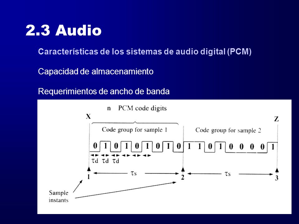 2.3 Audio Características de los sistemas de audio digital (PCM)