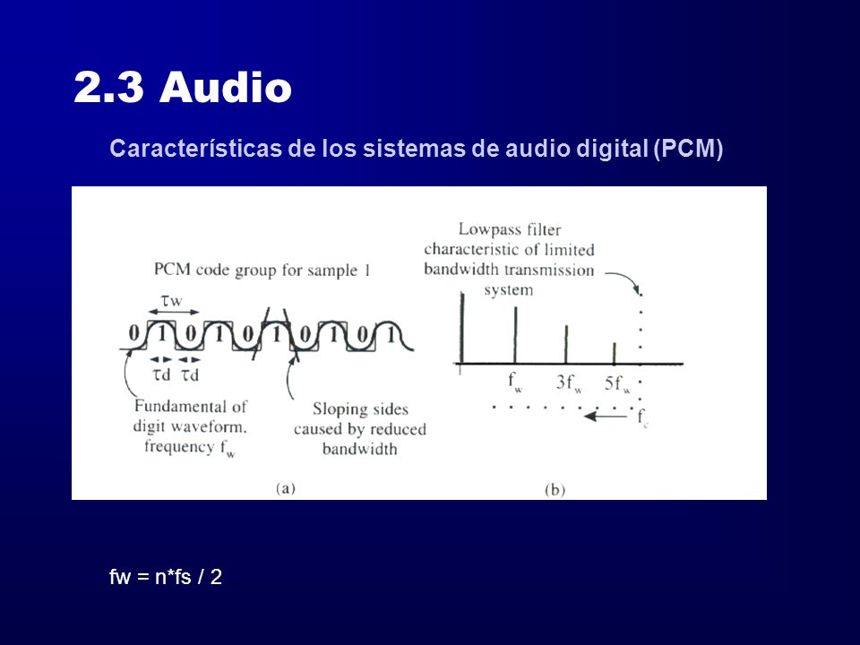 2.3 Audio Características de los sistemas de audio digital (PCM)