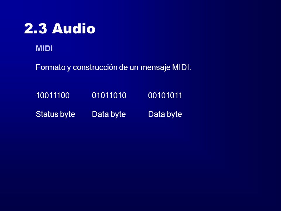 2.3 Audio MIDI Formato y construcción de un mensaje MIDI: