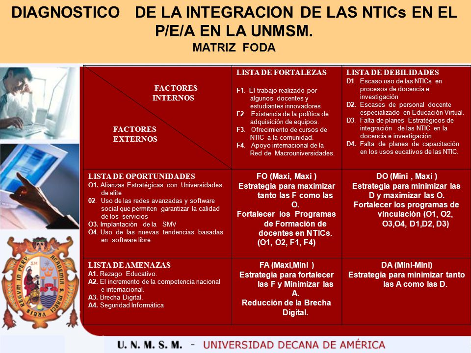DIAGNOSTICO DE LA INTEGRACION DE LAS NTICs EN EL P/E/A EN LA UNMSM.