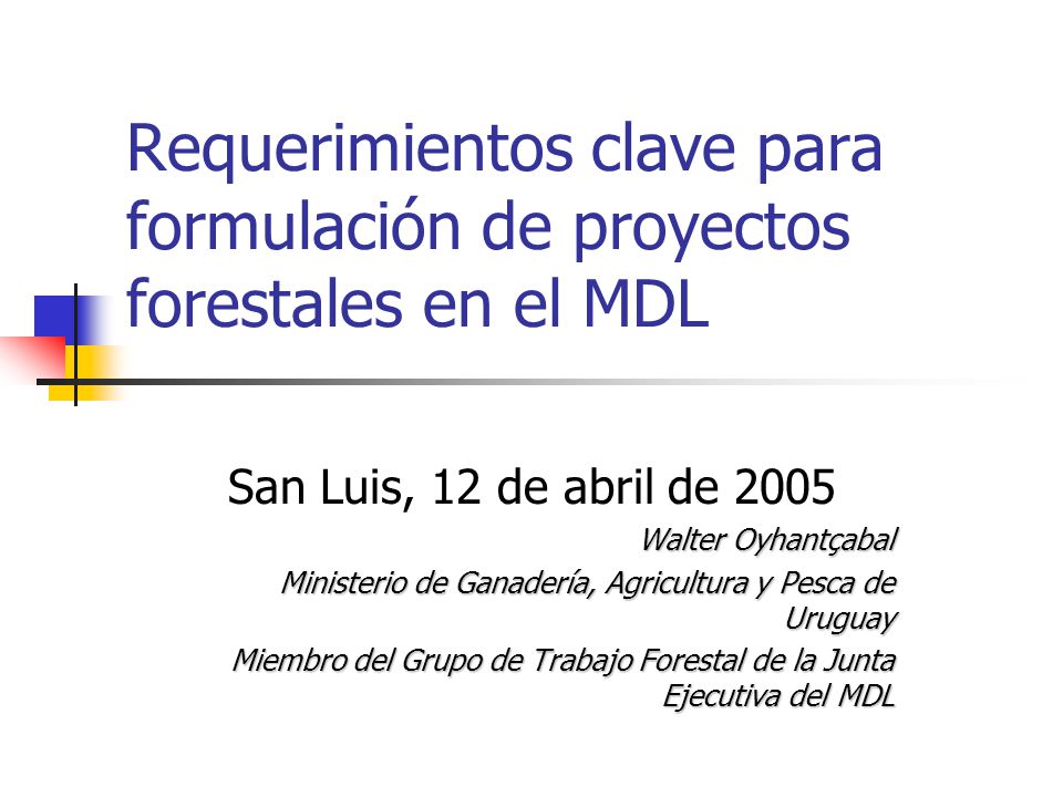Requerimientos clave para formulación de proyectos forestales en el MDL