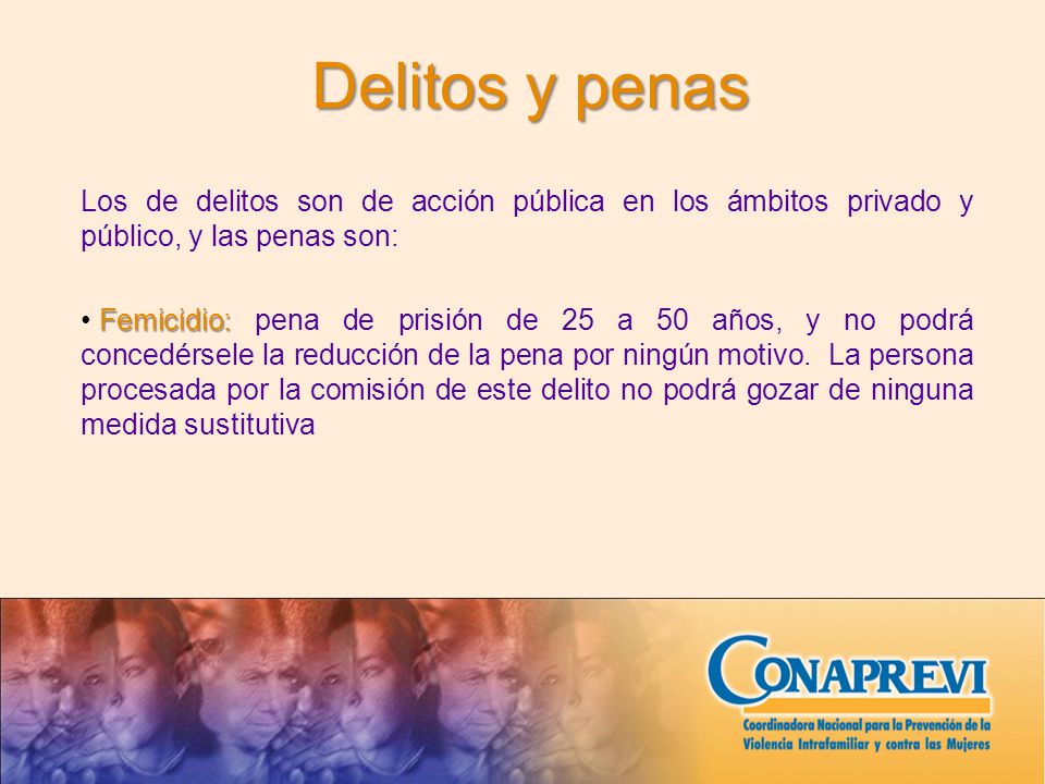 Delitos y penas Los de delitos son de acción pública en los ámbitos privado y público, y las penas son: