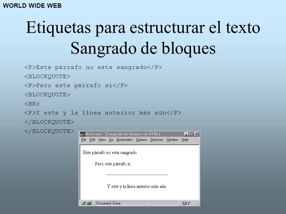 Etiquetas para estructurar el texto Sangrado de bloques