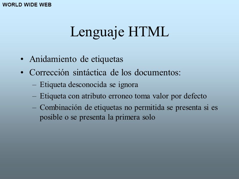Lenguaje HTML Anidamiento de etiquetas