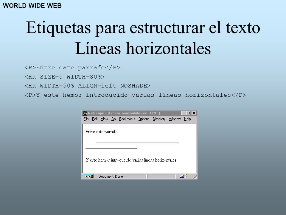 Etiquetas para estructurar el texto Líneas horizontales