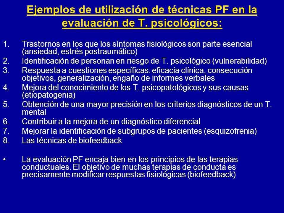 Ejemplos de utilización de técnicas PF en la evaluación de T