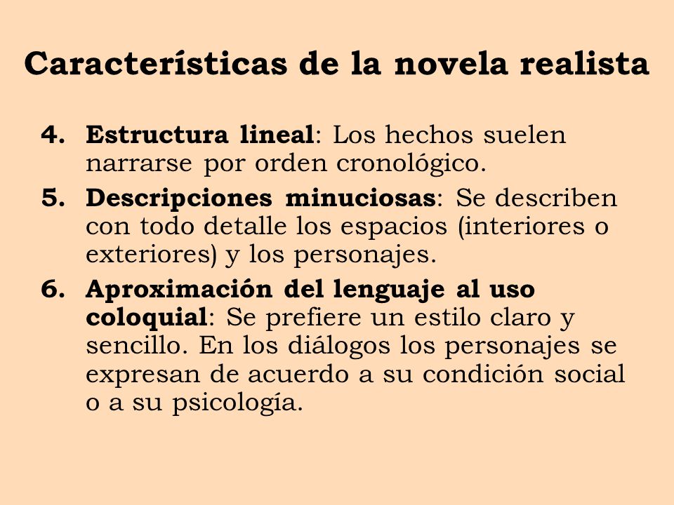 Características de la novela realista